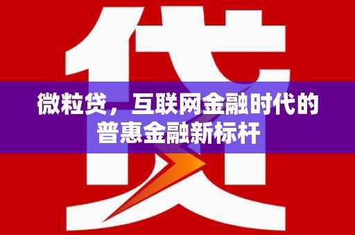 头份微粒贷，互联网金融时代的普惠金融新标杆
