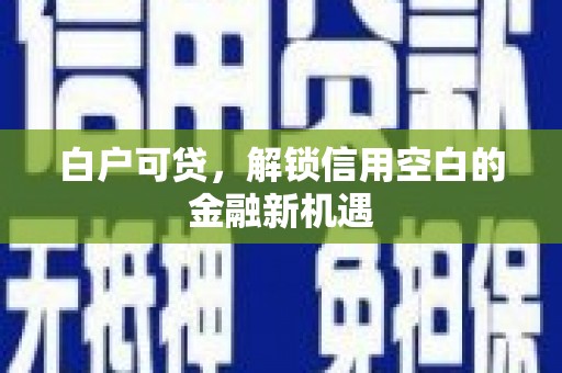 头份白户可贷，解锁信用空白的金融新机遇