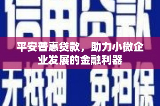 头份平安普惠贷款，助力小微企业发展的金融利器